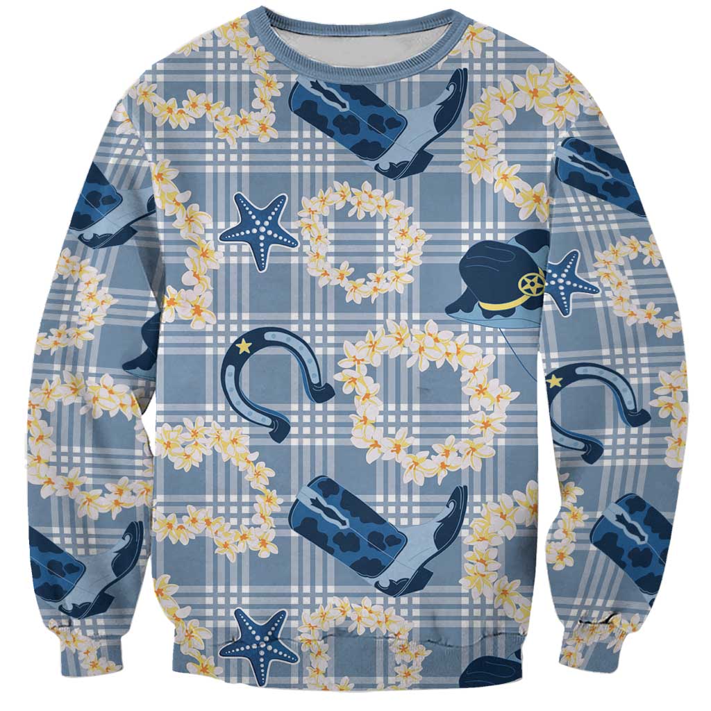 Aloha Hawaii Paniolo Jeans Palaka Sweatshirt Coastal Rodeo LT7 Unisex Pastel Blue - Polynesian Pride