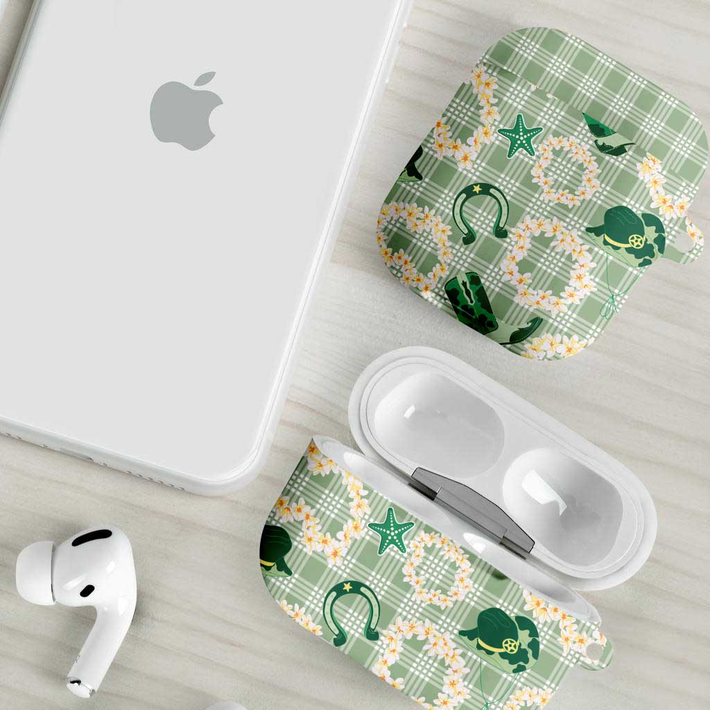 Aloha Hawaii Paniolo Mint Palaka AirPods Case Coastal Rodeo LT7 - Polynesian Pride