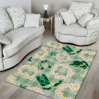 Aloha Hawaii Paniolo Mint Palaka Area Rug Coastal Rodeo - Polynesian Pride