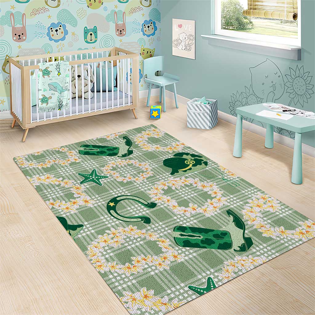 Aloha Hawaii Paniolo Mint Palaka Area Rug Coastal Rodeo - Polynesian Pride