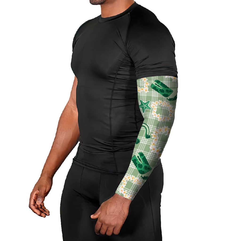 Aloha Hawaii Paniolo Mint Palaka Arm Sleeves Coastal Rodeo LT7 - Polynesian Pride