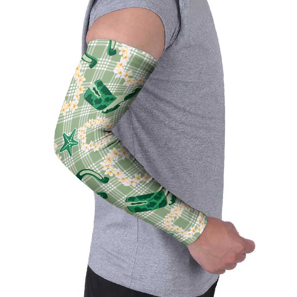 Aloha Hawaii Paniolo Mint Palaka Arm Sleeves Coastal Rodeo LT7 - Polynesian Pride