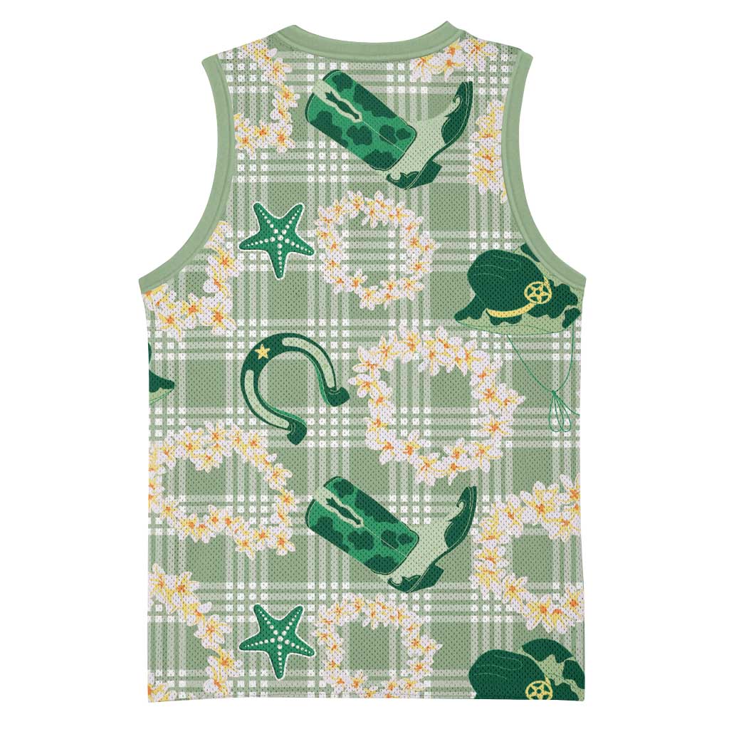 Aloha Hawaii Paniolo Mint Palaka Basketball Jersey Coastal Rodeo LT7 - Polynesian Pride