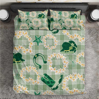 Aloha Hawaii Paniolo Mint Palaka Bedding Set Coastal Rodeo - Polynesian Pride