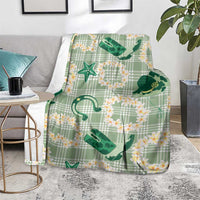 Aloha Hawaii Paniolo Mint Palaka Blanket Coastal Rodeo - Polynesian Pride