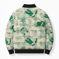 Aloha Hawaii Paniolo Mint Palaka Bomber Puffer Jacket Coastal Rodeo LT7 - Polynesian Pride