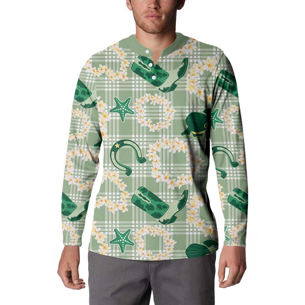 Aloha Hawaii Paniolo Mint Palaka Button Sweatshirt Coastal Rodeo LT7 - Polynesian Pride