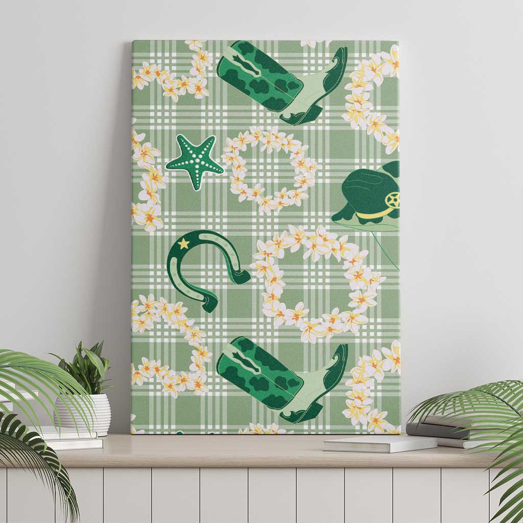 Aloha Hawaii Paniolo Mint Palaka Canvas Wall Art Coastal Rodeo LT7 - Polynesian Pride