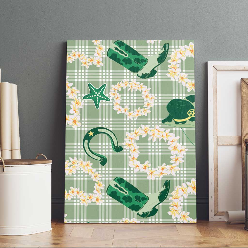 Aloha Hawaii Paniolo Mint Palaka Canvas Wall Art Coastal Rodeo LT7 - Polynesian Pride