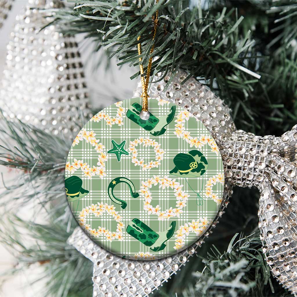 Aloha Hawaii Paniolo Mint Palaka Ceramic Ornament Coastal Rodeo - Polynesian Pride