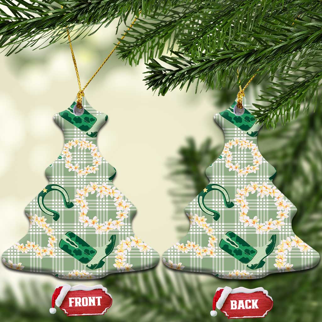 Aloha Hawaii Paniolo Mint Palaka Ceramic Ornament Coastal Rodeo - Polynesian Pride