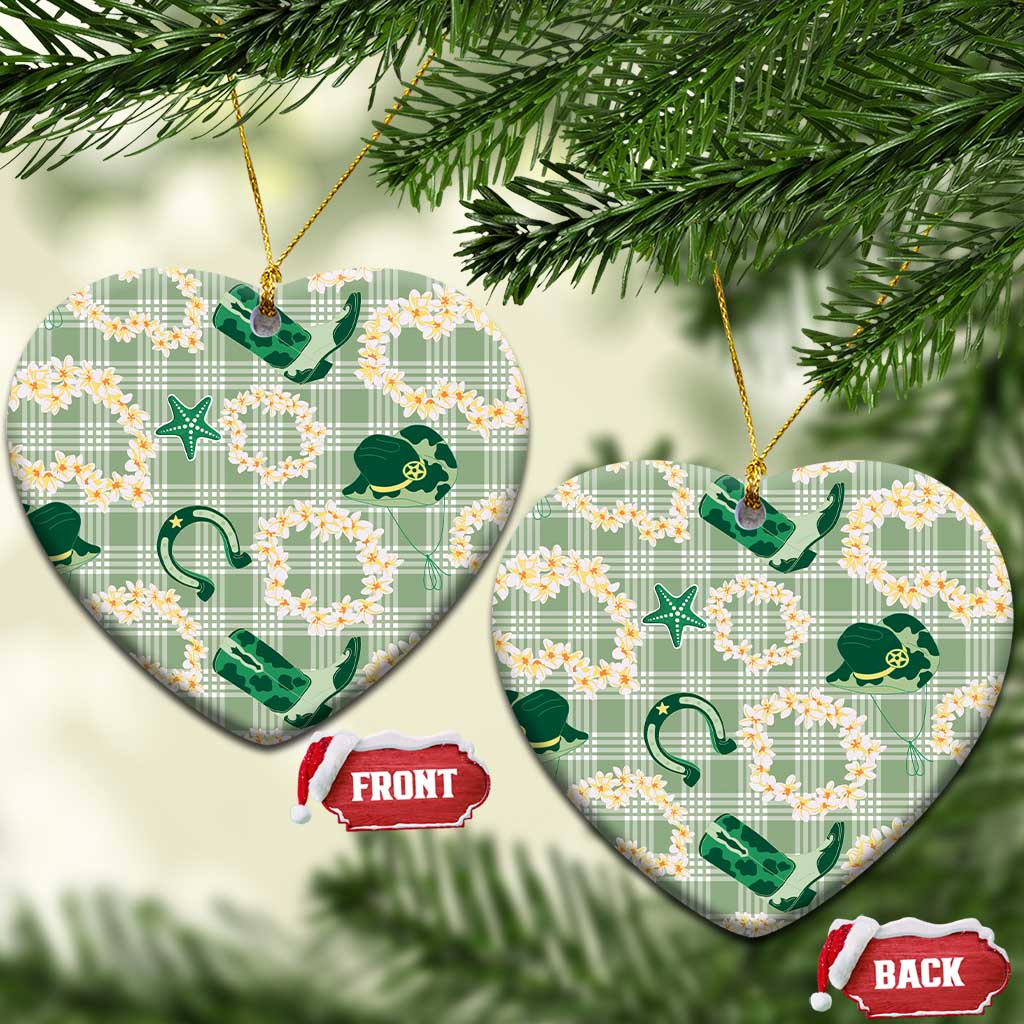 Aloha Hawaii Paniolo Mint Palaka Ceramic Ornament Coastal Rodeo - Polynesian Pride