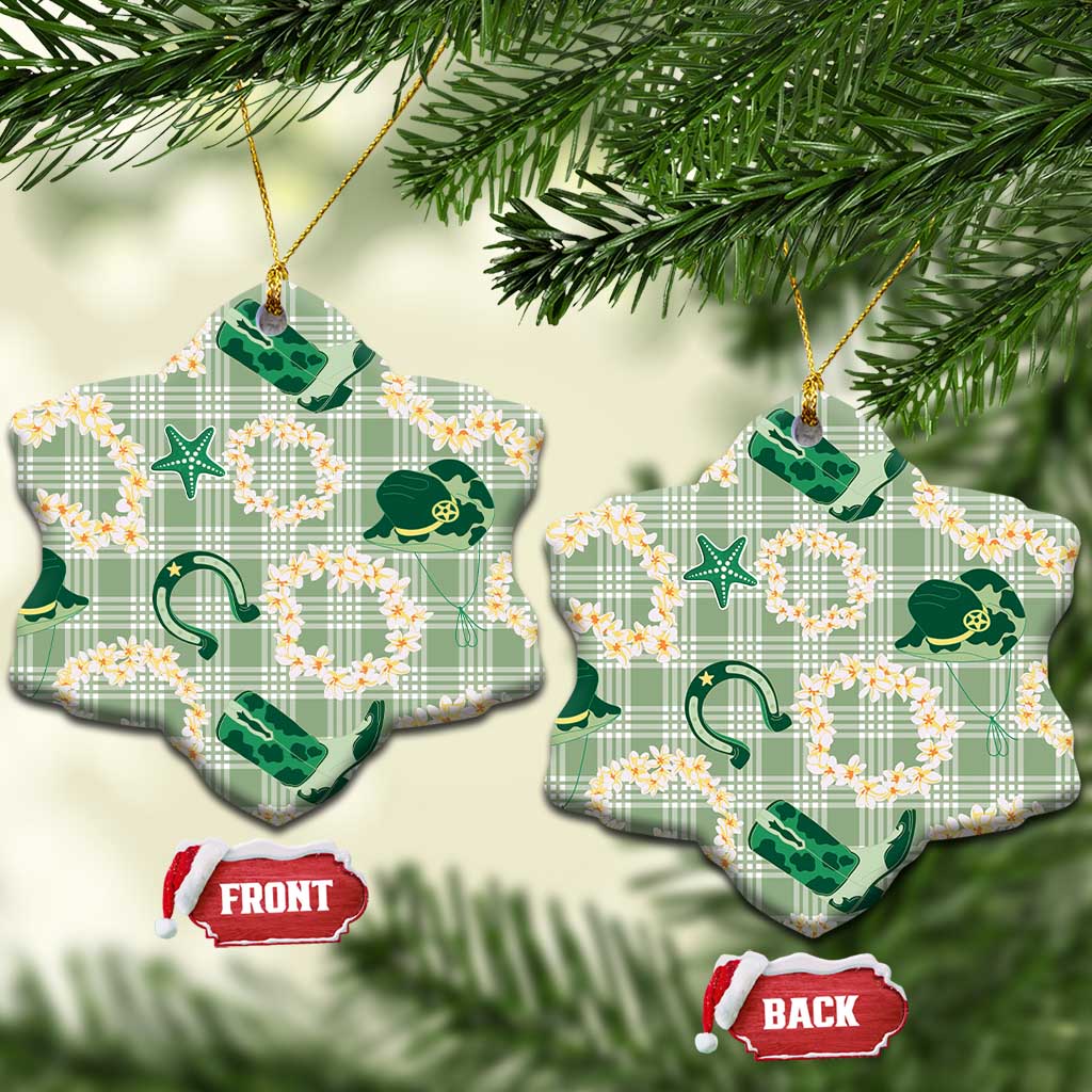 Aloha Hawaii Paniolo Mint Palaka Ceramic Ornament Coastal Rodeo - Polynesian Pride