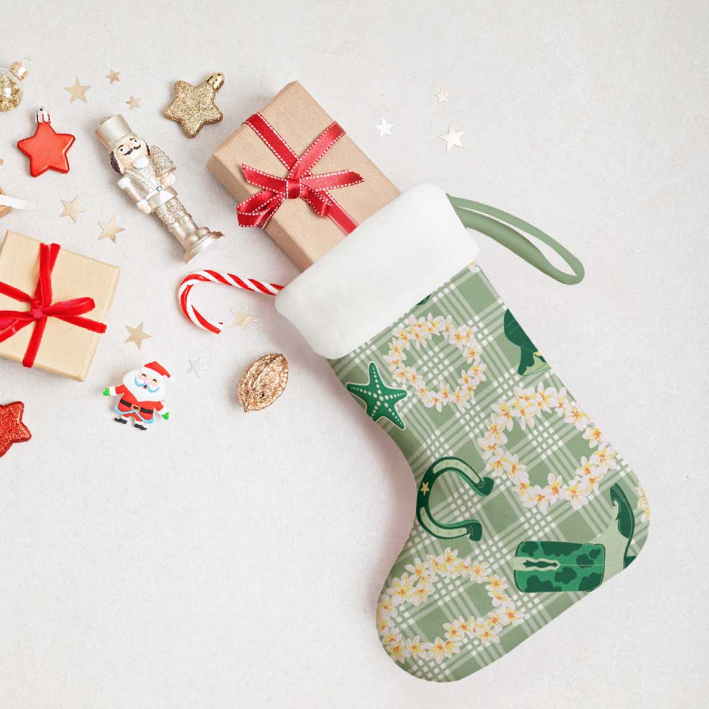 Aloha Hawaii Paniolo Mint Palaka Christmas Stocking Coastal Rodeo - Polynesian Pride