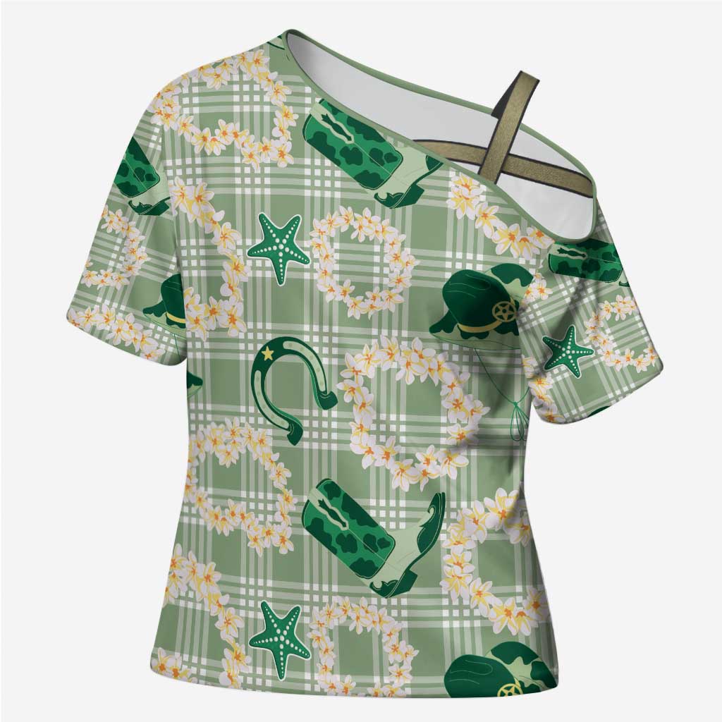 Aloha Hawaii Paniolo Mint Palaka Cross Shoulder Shirt Coastal Rodeo LT7 Female Mint - Polynesian Pride