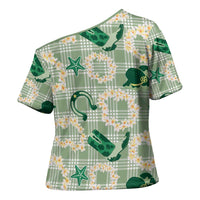 Aloha Hawaii Paniolo Mint Palaka Cross Shoulder Shirt Coastal Rodeo LT7 - Polynesian Pride