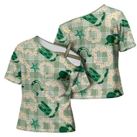 Aloha Hawaii Paniolo Mint Palaka Cross Shoulder Shirt Coastal Rodeo LT7 - Polynesian Pride