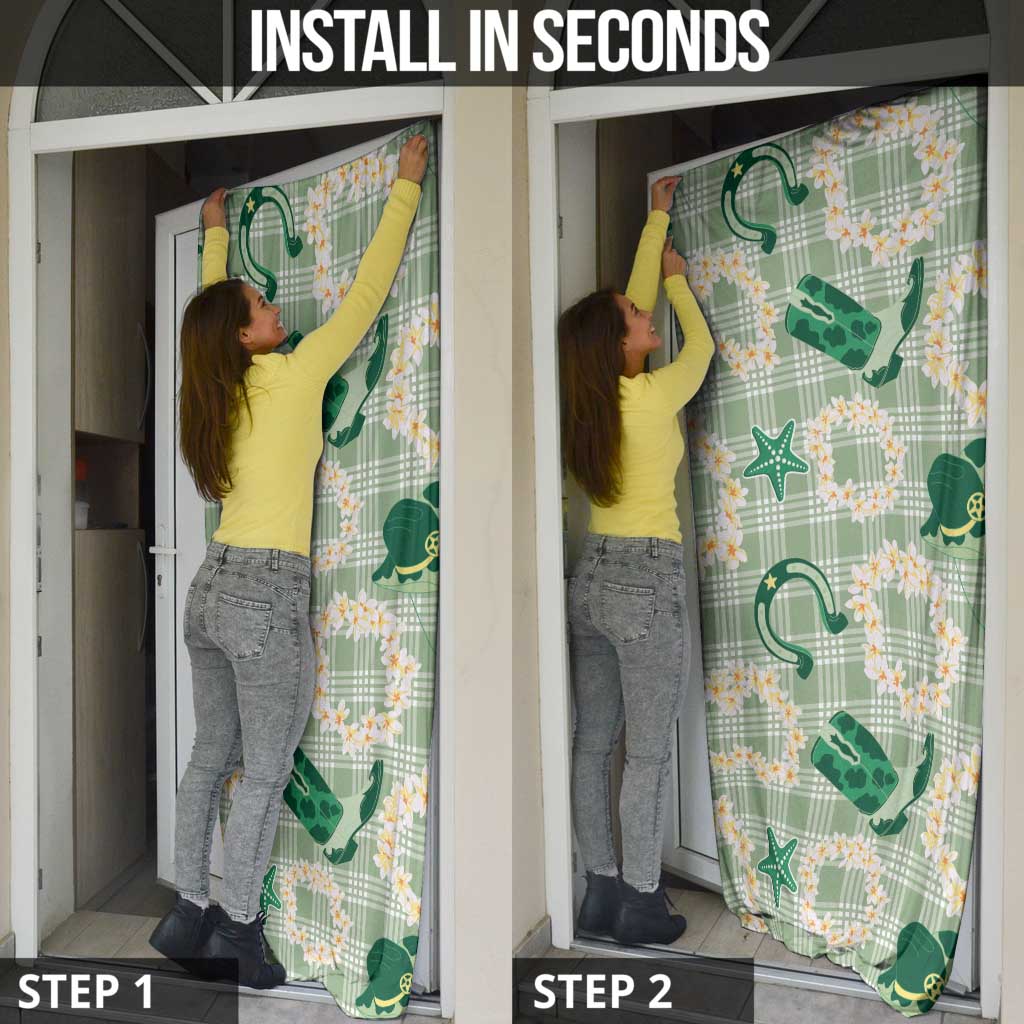 Aloha Hawaii Paniolo Mint Palaka Door Cover Coastal Rodeo - Polynesian Pride