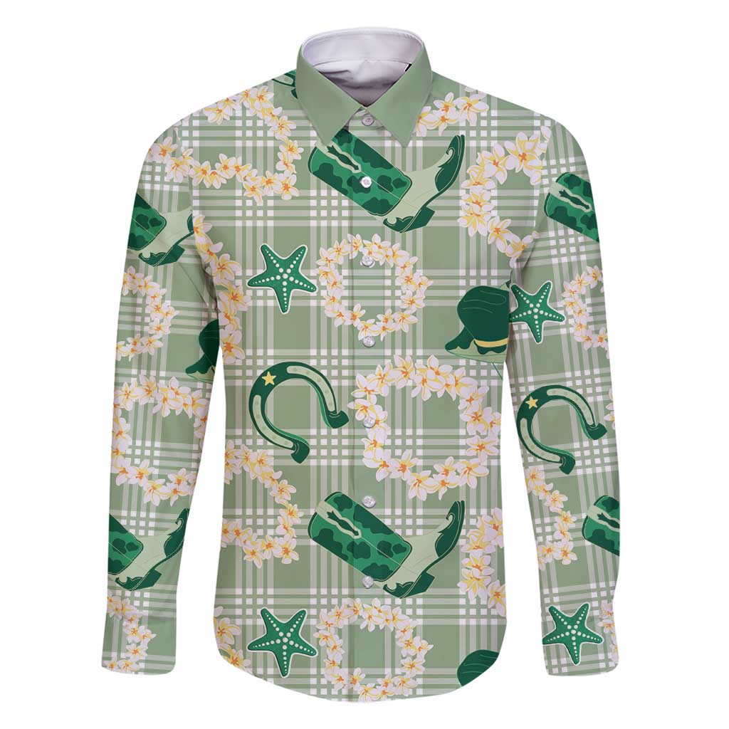 Aloha Hawaii Paniolo Mint Palaka Family Matching Off Shoulder Maxi Dress and Hawaiian Shirt Coastal Rodeo - Polynesian Pride