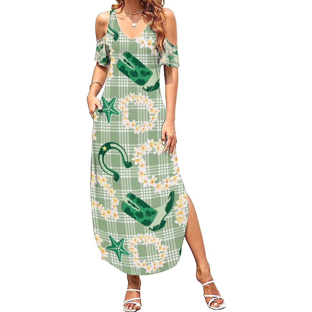 Aloha Hawaii Paniolo Mint Palaka Family Matching Summer Maxi Dress and Hawaiian Shirt Coastal Rodeo - Polynesian Pride