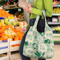 Aloha Hawaii Paniolo Mint Palaka Grocery Bag Coastal Rodeo - Polynesian Pride