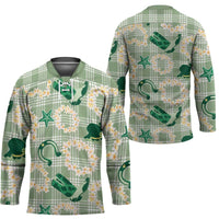 Aloha Hawaii Paniolo Mint Palaka Hockey Jersey Coastal Rodeo - Polynesian Pride