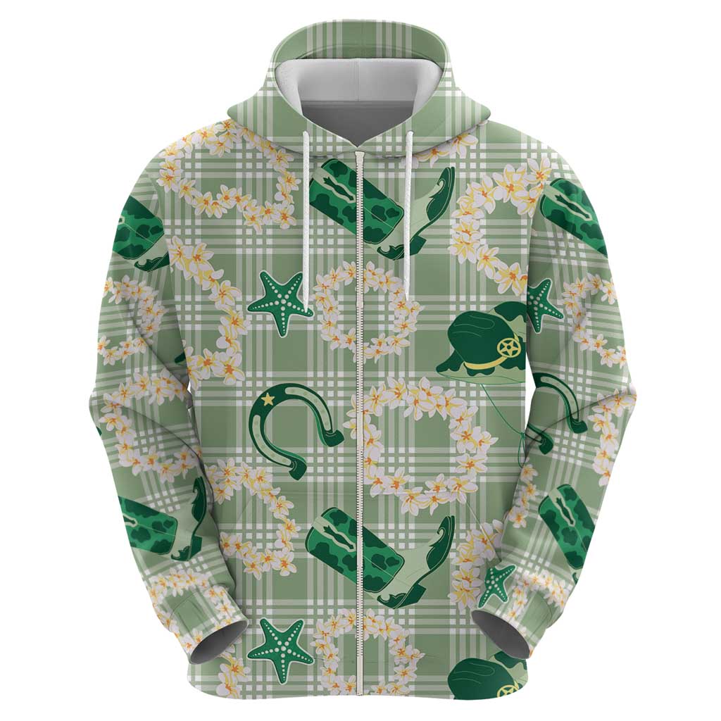 Aloha Hawaii Paniolo Mint Palaka Hoodie Coastal Rodeo - Polynesian Pride