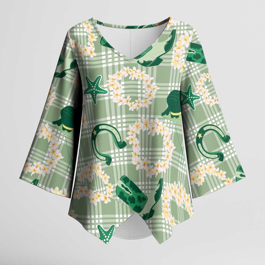 Aloha Hawaii Paniolo Mint Palaka Kimono Sleeve Blouse Coastal Rodeo LT7 Female Mint - Polynesian Pride