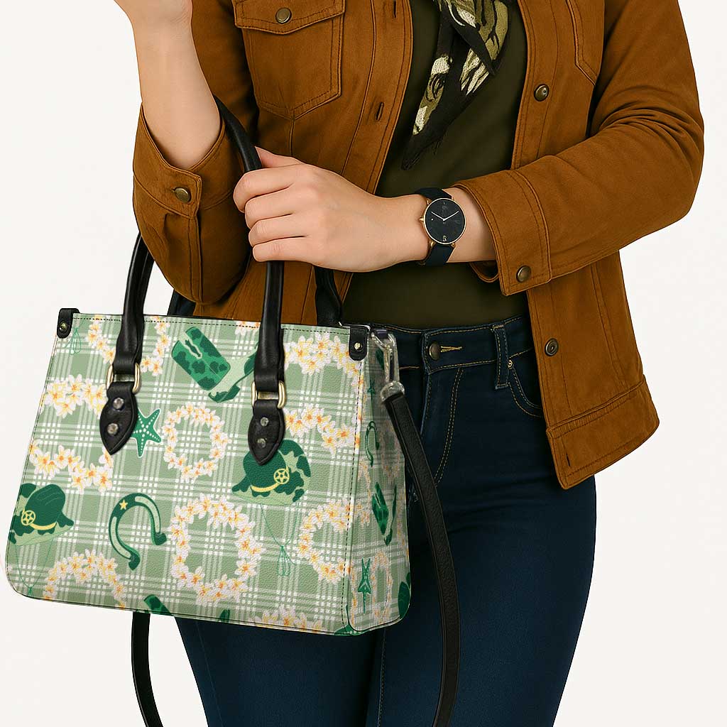 Aloha Hawaii Paniolo Mint Palaka Leather Bag Coastal Rodeo - Polynesian Pride