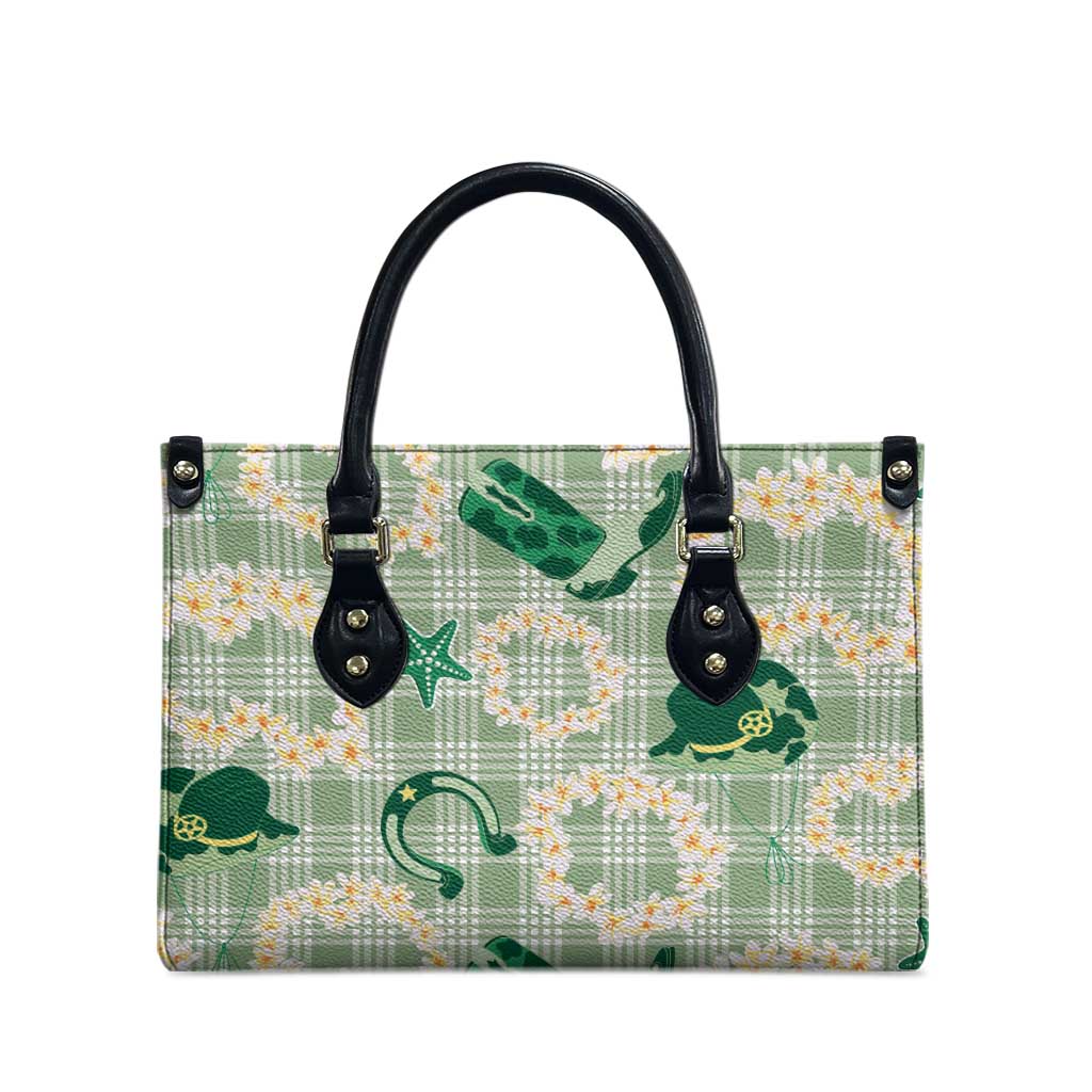 Aloha Hawaii Paniolo Mint Palaka Leather Bag Coastal Rodeo - Polynesian Pride