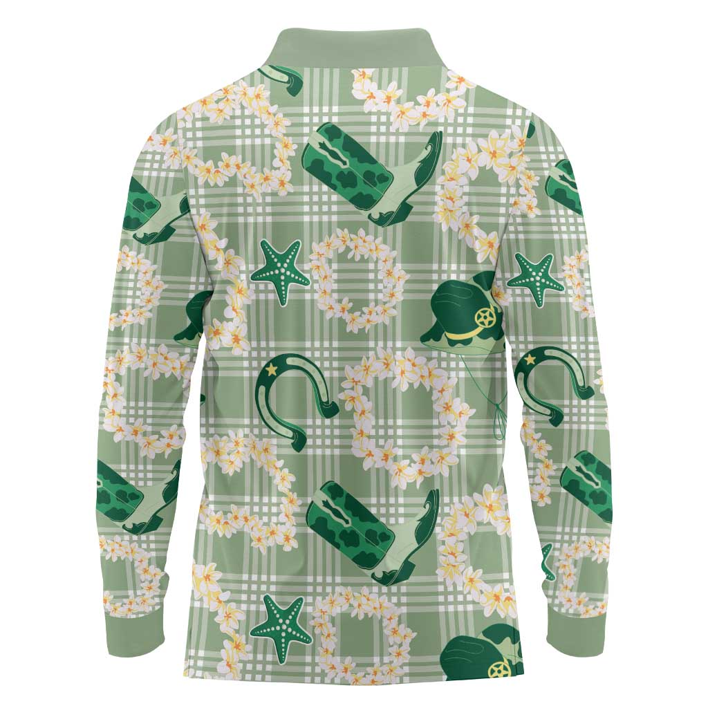 Aloha Hawaii Paniolo Mint Palaka Long Sleeve Polo Shirt Coastal Rodeo LT7 - Polynesian Pride