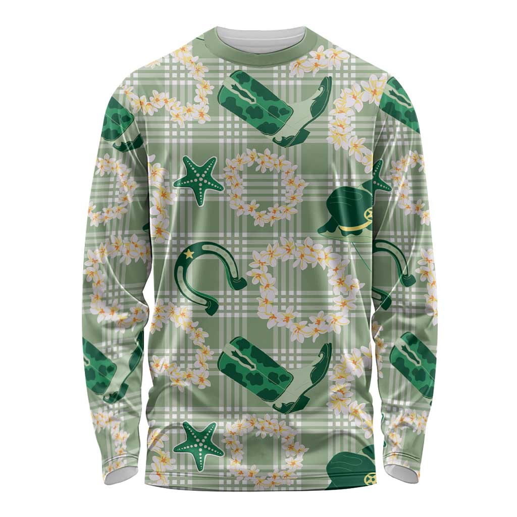 Aloha Hawaii Paniolo Mint Palaka Long Sleeve Shirt Coastal Rodeo LT7 Unisex Mint - Polynesian Pride
