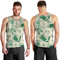 Aloha Hawaii Paniolo Mint Palaka Men Tank Top Coastal Rodeo - Polynesian Pride