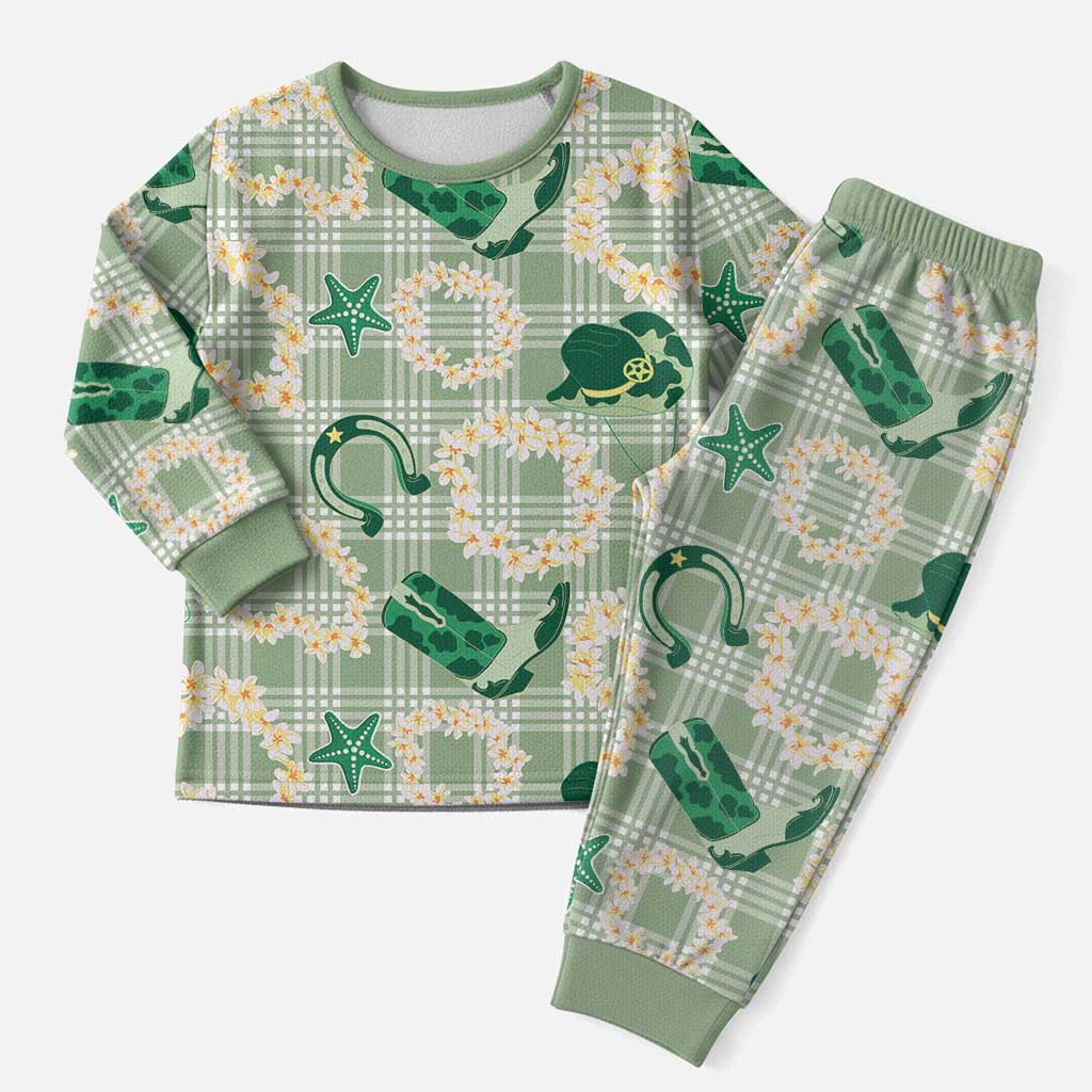 Aloha Hawaii Paniolo Mint Palaka Christmas Pajama Set Coastal Rodeo LT7 Men Mint - Polynesian Pride