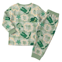 Aloha Hawaii Paniolo Mint Palaka Christmas Pajama Set Coastal Rodeo LT7 - Polynesian Pride