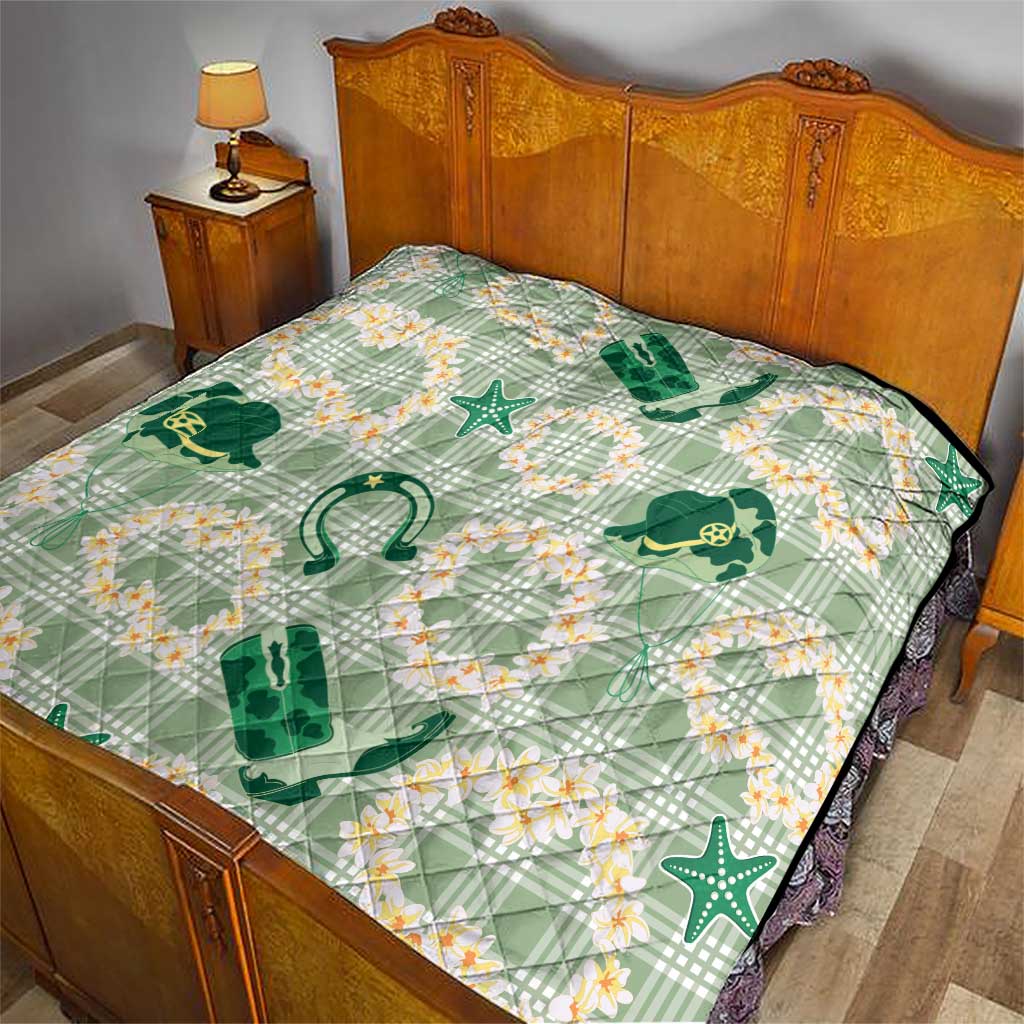 Aloha Hawaii Paniolo Mint Palaka Quilt Coastal Rodeo - Polynesian Pride