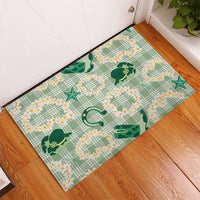 Aloha Hawaii Paniolo Mint Palaka Rubber Doormat Coastal Rodeo LT7 - Polynesian Pride