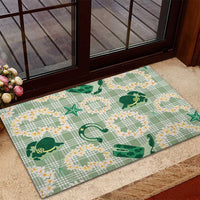Aloha Hawaii Paniolo Mint Palaka Rubber Doormat Coastal Rodeo LT7 - Polynesian Pride