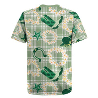 Aloha Hawaii Paniolo Mint Palaka Rugby Jersey Coastal Rodeo - Polynesian Pride