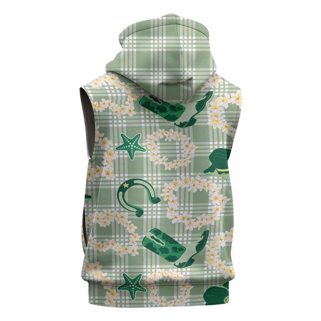 Aloha Hawaii Paniolo Mint Palaka Sleeveless Hoodie Coastal Rodeo LT7 - Polynesian Pride