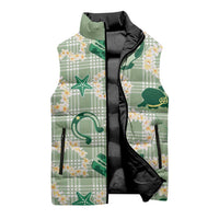 Aloha Hawaii Paniolo Mint Palaka Sleeveless Puffer Jacket Coastal Rodeo LT7 - Polynesian Pride
