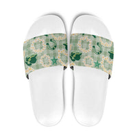 Aloha Hawaii Paniolo Mint Palaka Slide Sandals Coastal Rodeo LT7 Mint - Polynesian Pride