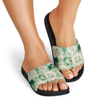 Aloha Hawaii Paniolo Mint Palaka Slide Sandals Coastal Rodeo LT7 - Polynesian Pride