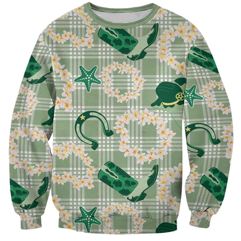 Aloha Hawaii Paniolo Mint Palaka Sweatshirt Coastal Rodeo LT7 Unisex Mint - Polynesian Pride