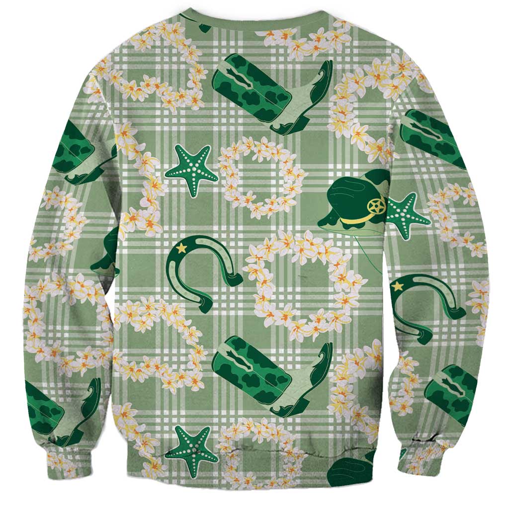 Aloha Hawaii Paniolo Mint Palaka Sweatshirt Coastal Rodeo LT7 - Polynesian Pride