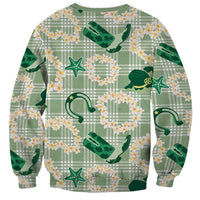 Aloha Hawaii Paniolo Mint Palaka Sweatshirt Coastal Rodeo LT7 - Polynesian Pride
