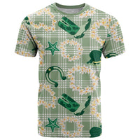 Aloha Hawaii Paniolo Mint Palaka T Shirt Coastal Rodeo - Polynesian Pride