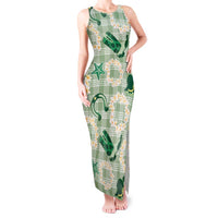 Aloha Hawaii Paniolo Mint Palaka Tank Maxi Dress Coastal Rodeo - Polynesian Pride