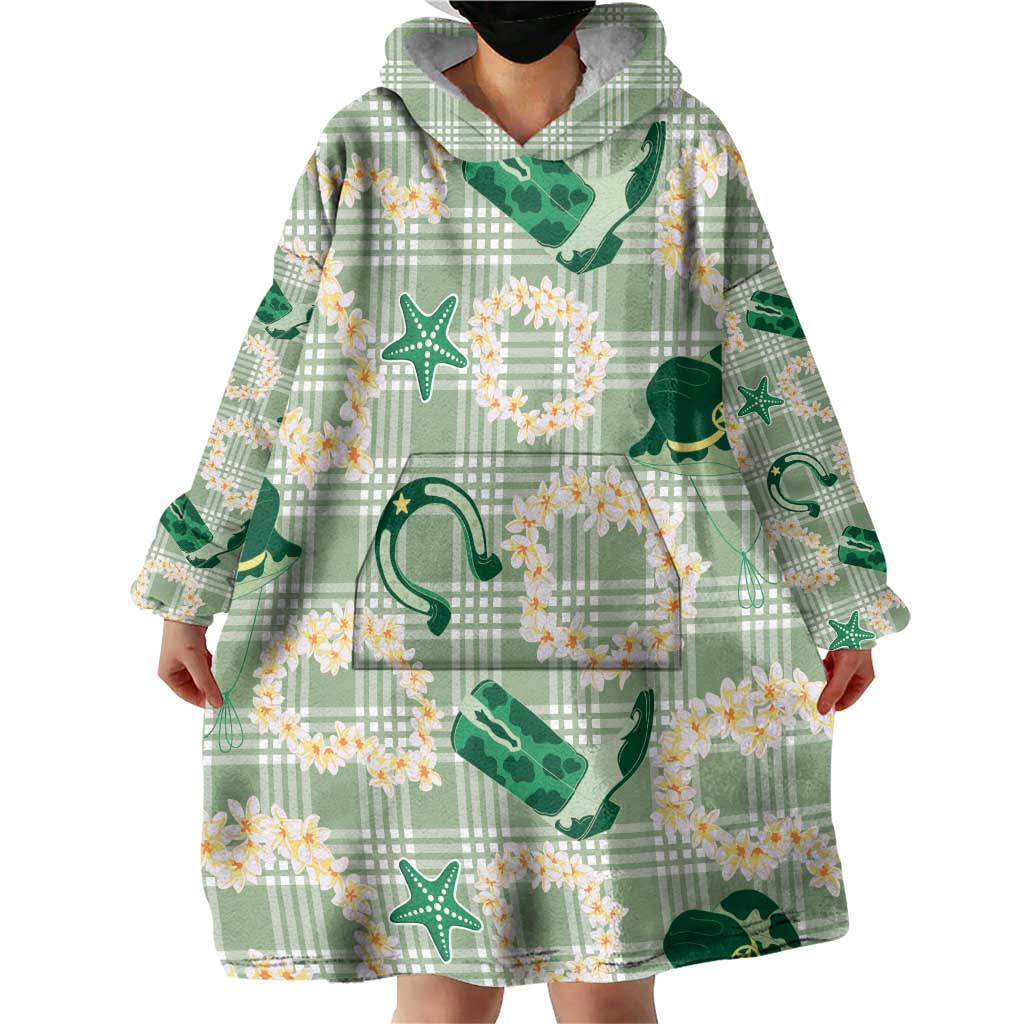 Aloha Hawaii Paniolo Mint Palaka Wearable Blanket Hoodie Coastal Rodeo LT7 - Polynesian Pride