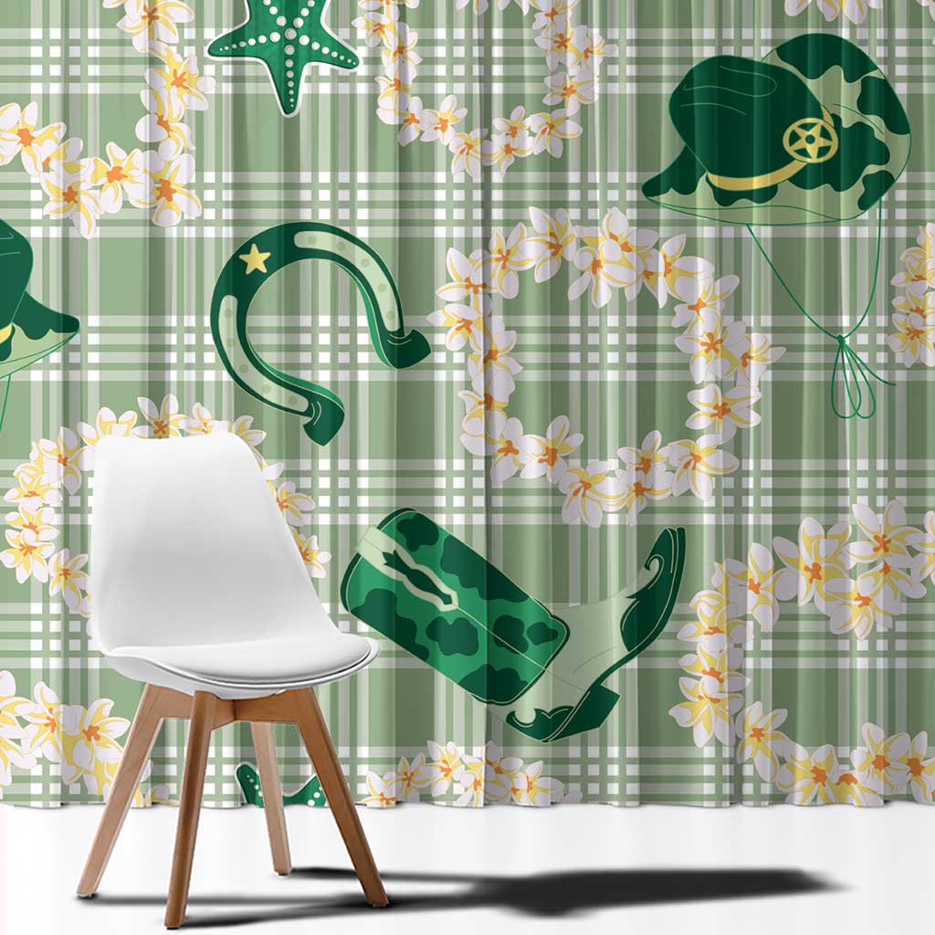 Aloha Hawaii Paniolo Mint Palaka Window Curtain Coastal Rodeo - Polynesian Pride